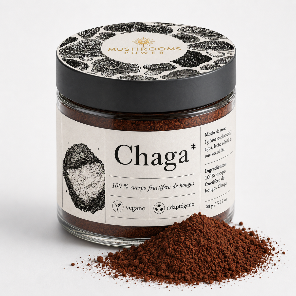 Frasco de Chaga en polvo Mushrooms Power