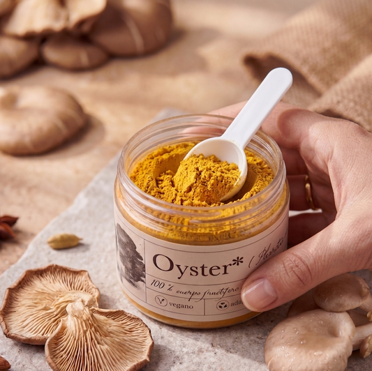 Oyster Mushroom en Polvo · Hongo Ostra Medicinal · 90g · 100% Cuerpo Fructífero
