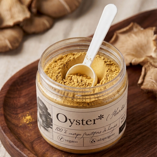 Oyster Mushroom en Polvo · Hongo Ostra Medicinal · 90g · 100% Cuerpo Fructífero
